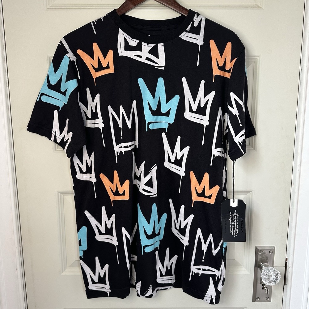 NWT Blackjack Crown Black Blue White Orange Men's T-shirt Size Large